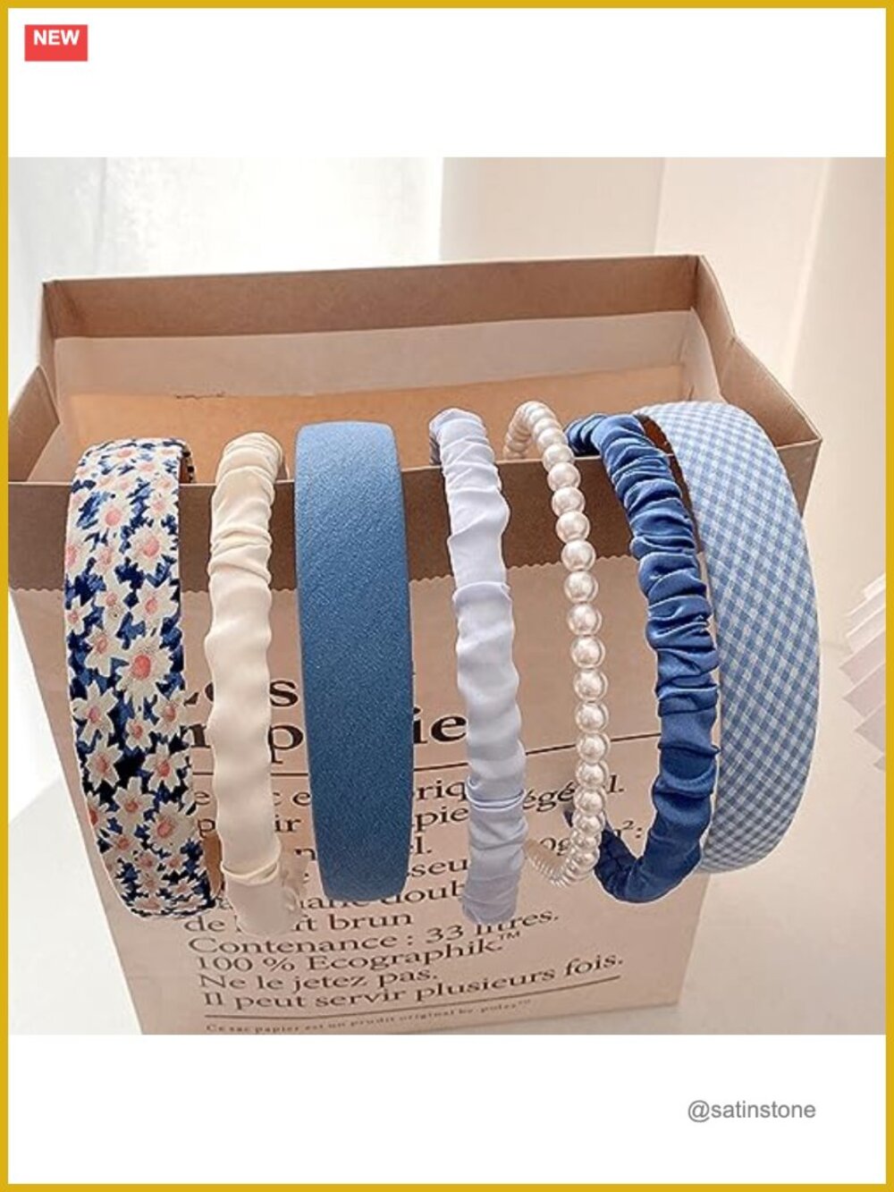 Women Headbands Non Slip Flower Pearl Hairband Wide Hair Bands 7 Pack